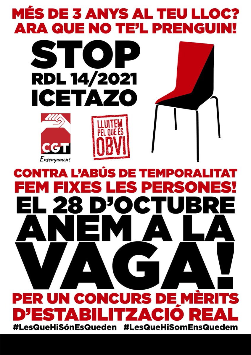 CGTEnsenyament's tweet photo. #VAGA28OCT

Convocatòries, cartells, preavís, manifest, ... 👉🏾https://t.co/Gn0cAgwgaz

#LesQueHiSomEnsQuedem

#VagaSectorPúblic28Oct https://t.co/JnDawRRDmA