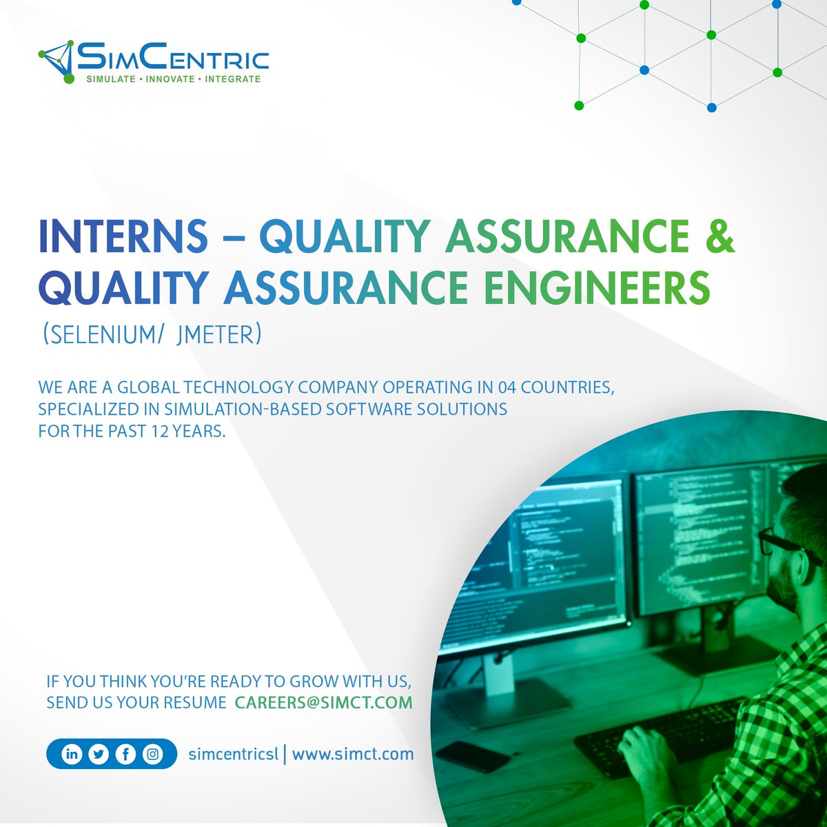 simcentricsl's tweet photo. BE A PART OF OUR SIMCENTRIC FAMILY!
Here are the existing opportunities to strengthen your career to the next level with us. Whether you are seeking an internship or are a graduate or experienced hire, APPLY NOW via careers@simct.com to join with us.
#simcentricsl #Simcareers https://t.co/6edLAksKqq