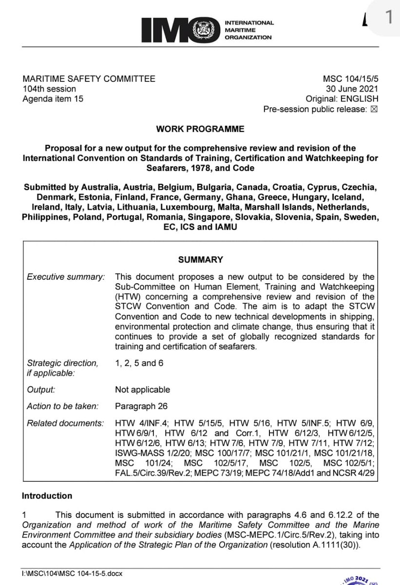STCW work program at IMO. All crew supplying Nations submitted papers and India is missing. Changes to STCW code and India is quite.

Disappointing
<a href="/shipmin_india/">Ministry of Ports, Shipping and Waterways</a> should review this.