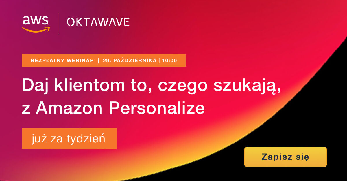 oktawave's tweet image. Chcesz zwiększyć 🛍 sprzedaż swojego e-sklepu i 👍 satysfakcję klientów? Weź udział w bezpłatnym webinarze i poznaj w pełni zarządzaną usługę 👉 #AmazonPersonalize, opartą o technologię uczenia maszynowego, którą wykorzystuje #Amazon 👉Zapisz się już dziś: bit.ly/3lPXvkX
