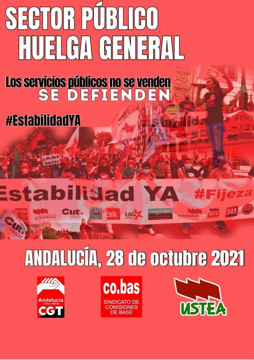 28 OCTUBRE HUELGA EN TODO EL SECTOR PÚBLICO DE ANDALUCÍA CONTRA EL ICETAZO
