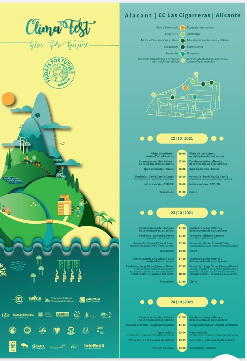 Esta tarde comienza el Climafest, fiesta por el clima, en las Cigarreras de Alicante.
Estaremos presentes con talleres de palma blanca, pintura de tabalas y más cosas...
@climafest
@volempalmerar