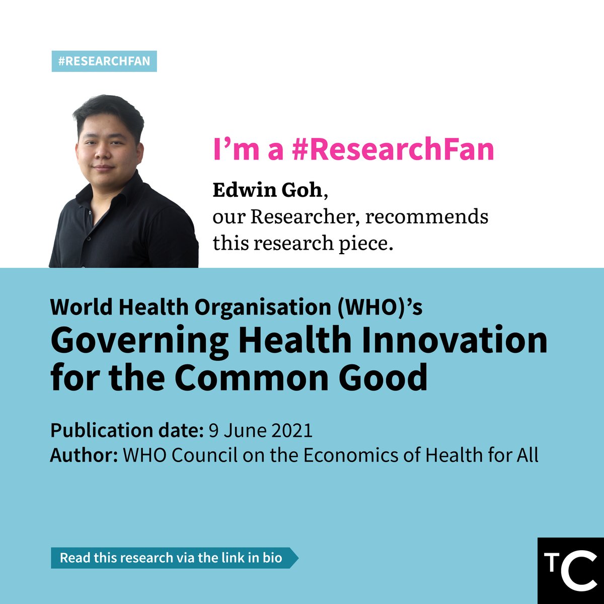 CentreMY_'s tweet photo. Our Researcher, @EdwinGoh95, recommends a research paper by @WHO which looks into how the government’s role can be reimagined as a co-shaper and co-creator in the health innovation ecosystem.

Are you a #ResearchFan? Tell us about a research you found interesting in the comments! https://t.co/bMPIgZXCDl