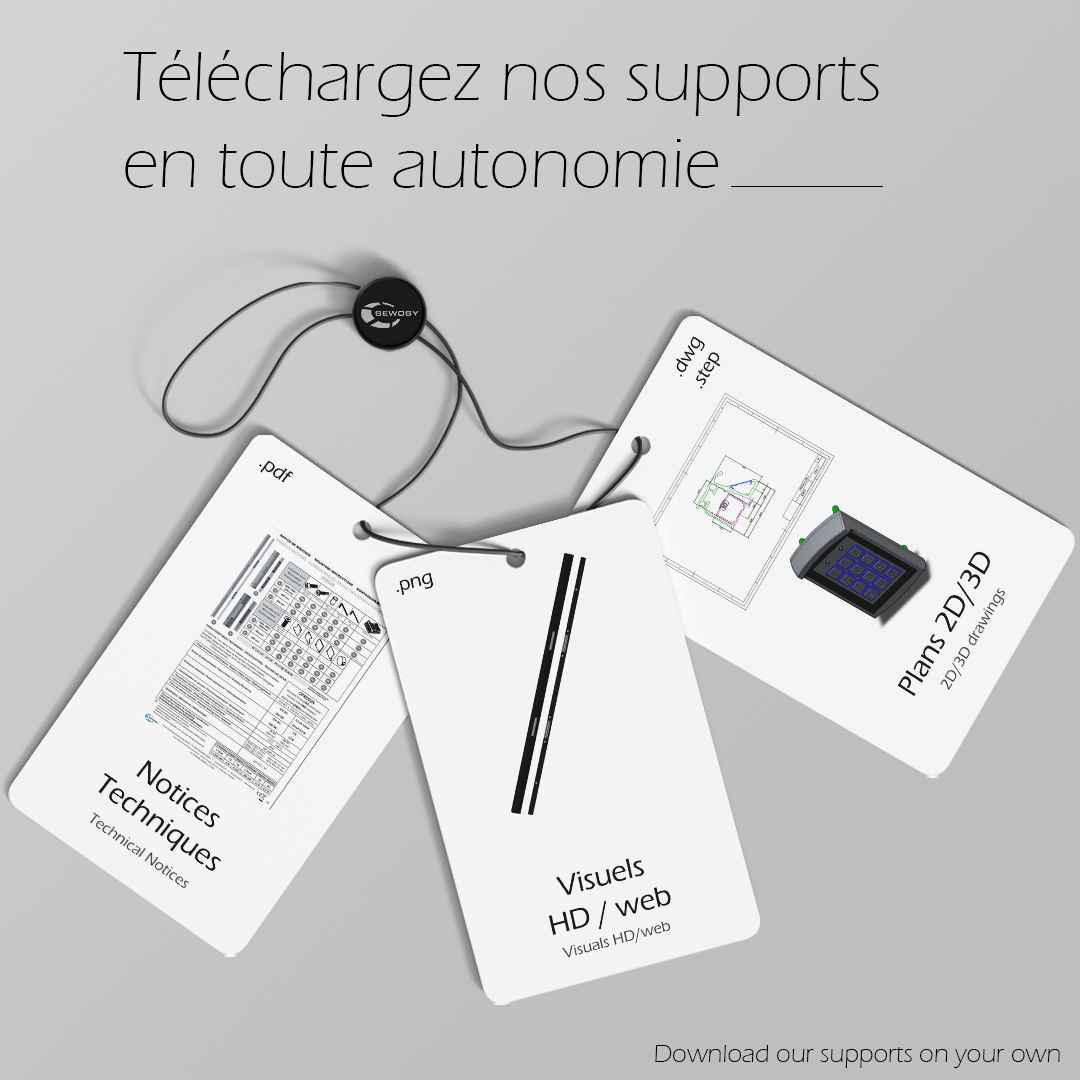 Vous avez besoin de
👉 Mettre à jour vos supports de communication ?
👉 Télécharger nos plans 2D/3D ?
Nos notices, visuels et plans 2D/3D sont téléchargeables en accès libre
Il existe 3 manières de les télécharger :
➡️ Fiche produit
➡️ " Mes Favoris "
➡️ Page " Téléchargements "