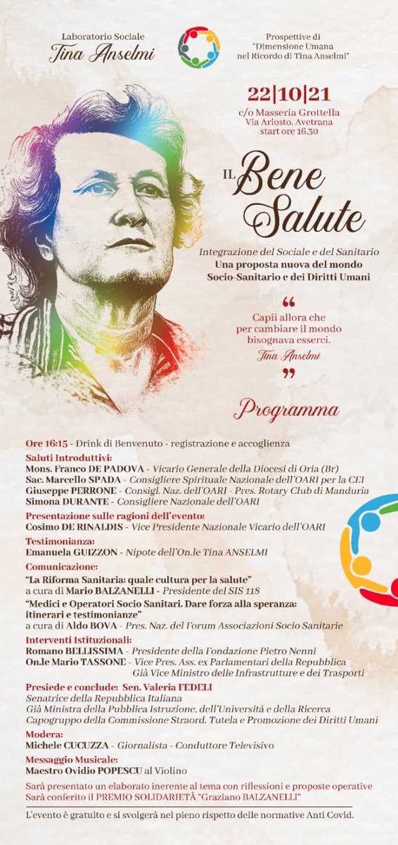 valeriafedeli's tweet photo. Il COVID è stato una crisi sanitaria che il nostro sistema ha fatto fatica a reggere. Per questo oggi la #salute deve tornare a essere quel diritto universale costituzionalmente garantito al quale Tina Anselmi aveva ispirato la storica riforma sanitaria. Ne parliamo oggi qui ⬇️ https://t.co/4nhSj2qhiP