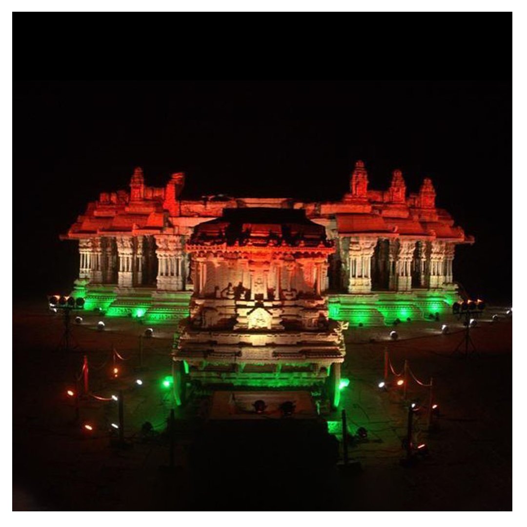 incredibleindia's tweet photo. #Repost @mygovindia
...
A historic day calls for a historic celebration!
100 monuments lit up in tricolour to mark 100 crore vaccine doses. You absolutely cannot miss these mesmerising pictures! 
#VaccineCentury #DekhoApnaDesh https://t.co/kQEdyfktc4