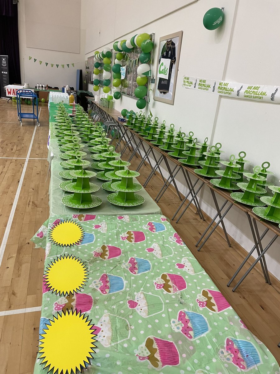 AlvaAcademy's tweet photo. It’s starting to look a lot like Macmillan Day!!!!!!!!!! Not quite the same without our wonderful parents and public but we will still raise a huge amount by having fun @macmillancancer 💚💚💚 https://t.co/mqTFDj4gl2