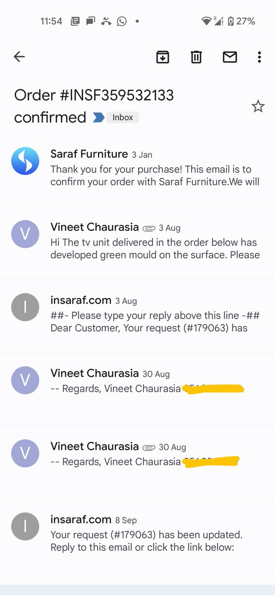 vineetchaurasia's tweet photo. Any update @Saraffurniture ? https://t.co/PmJ5fzyY3d
