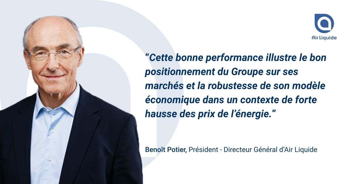 airliquidegroup's tweet photo. 3ème trimestre 2021 d'#AirLiquide : le chiffre d'affaires s'élève à plus de 5,8 milliards d'euros, soit + 17,2 % en variation publiée et + 7,1 % en comparable. Toutes les activités sont en progression. https://t.co/dLOTrKe92H