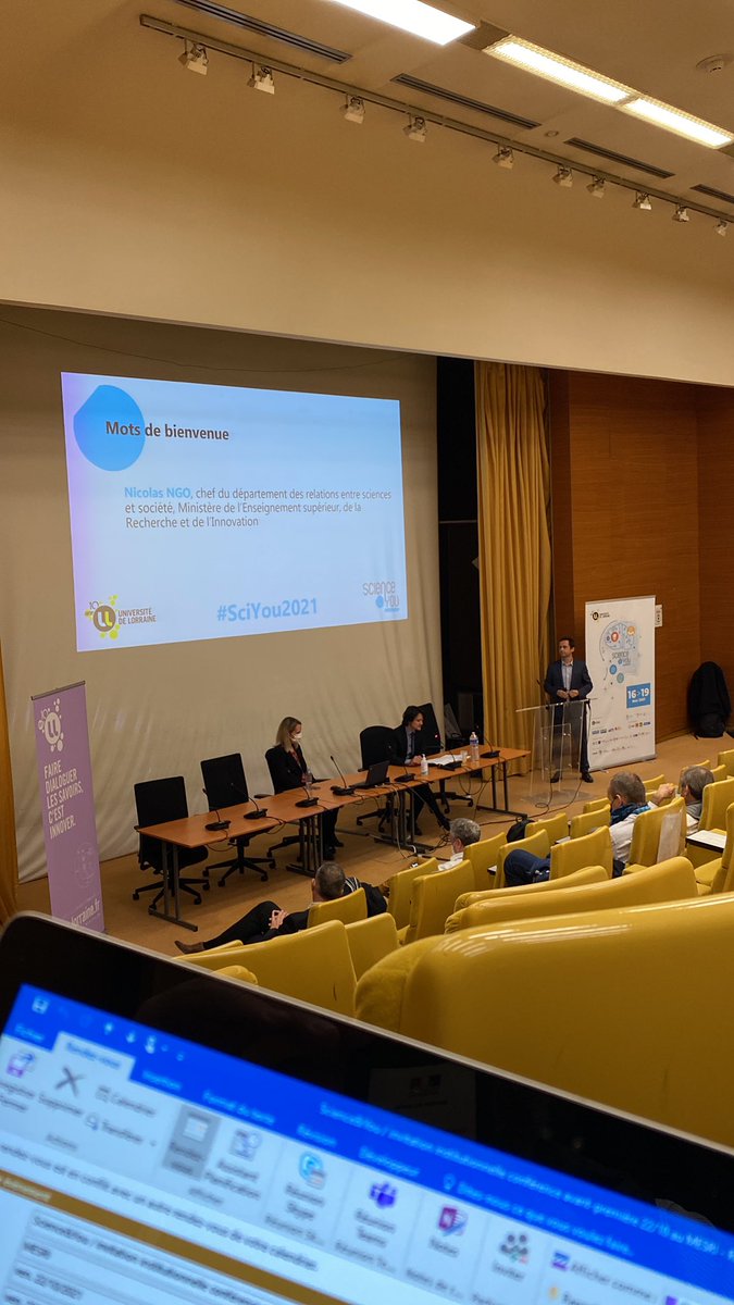 #SciYou2021 avant première au MESRI à Paris  
<a href="/NicolasNg0/">Nicolas Ngo</a> introduit la table ronde  et félicite <a href="/Univ_Lorraine/">Lorraine</a>  
Faire dialoguer les savoirs, c'est innover.
@NicolasBeck4 <a href="/mutzenhardt/">Pierre Mutzenhardt</a> <a href="/LaurenceCanteri/">Laurence Canteri</a>  
Animateur <a href="/MathieuRouault/">Mathieu Rouault</a>