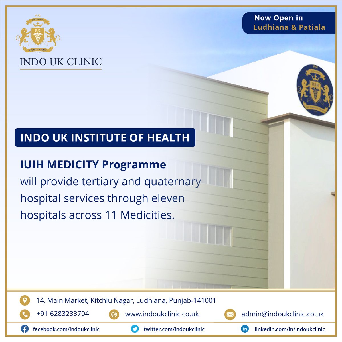 Indo_UK_Health's tweet photo. Indo UK Clinics (IUCs), an integral part of one of the largest healthcare projects in the world encompassing 5000 clinics and 11 medicities pan-India using NHS expertise.

Read the complete article here.
https://t.co/cb6SJvTpv2
#IndoUKclinic #IndoUK #diagnostic #center https://t.co/H1gcrHEeo7