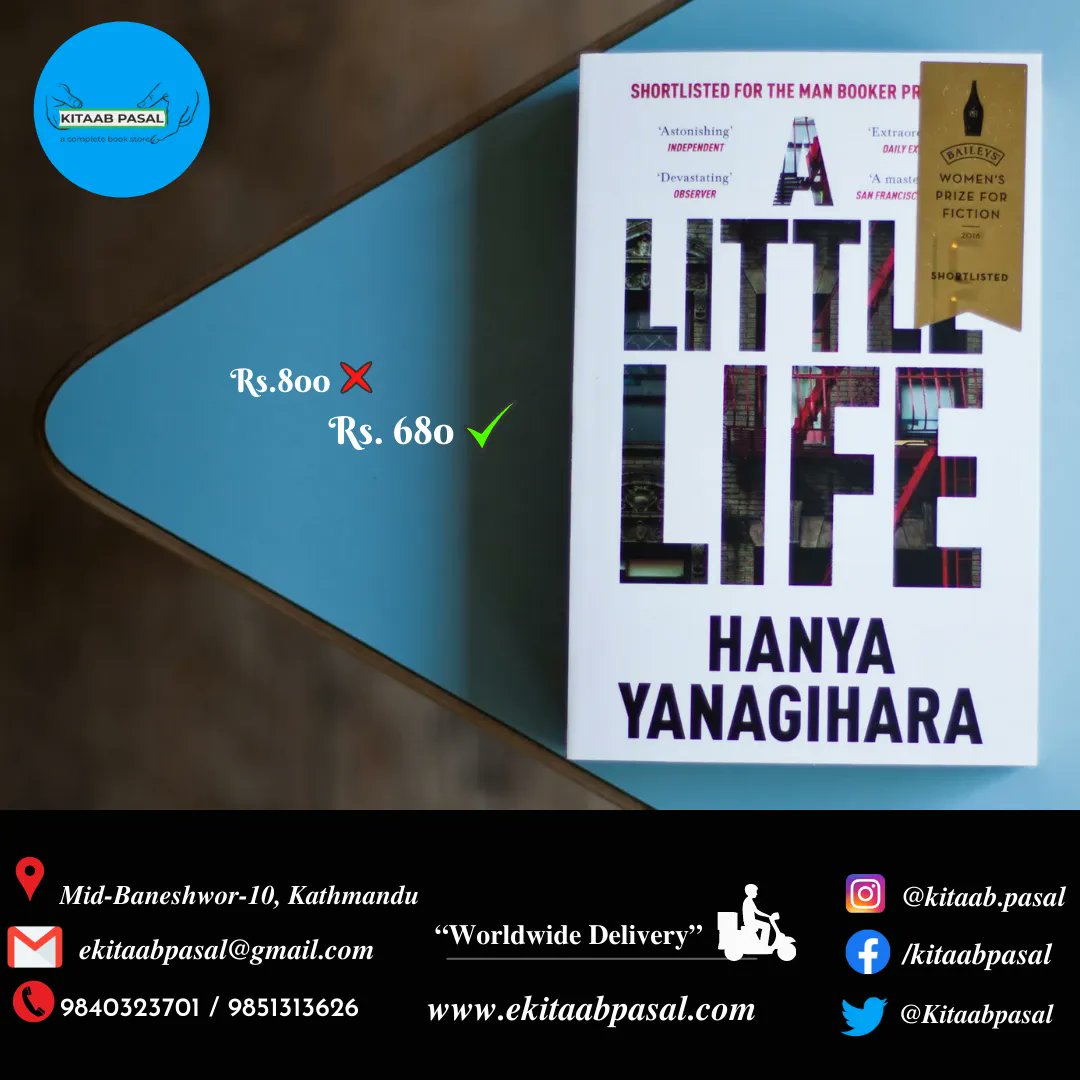 KitaabPasal's tweet photo. Get with 15% Off !!
• A Little Life
About Book:
A NATIONAL BOOK AWARD FINALIST • A MAN BOOKER PRIZE FINALIST • WINNER OF THE KIRKUS PRIZE
Price with 15% Off - Rs.680
"Worldwide Delivery"
Order Now ! 📚️
#books#bookrecommendations #alittlelife #kitaabpasal https://t.co/YSAmh1fCtb