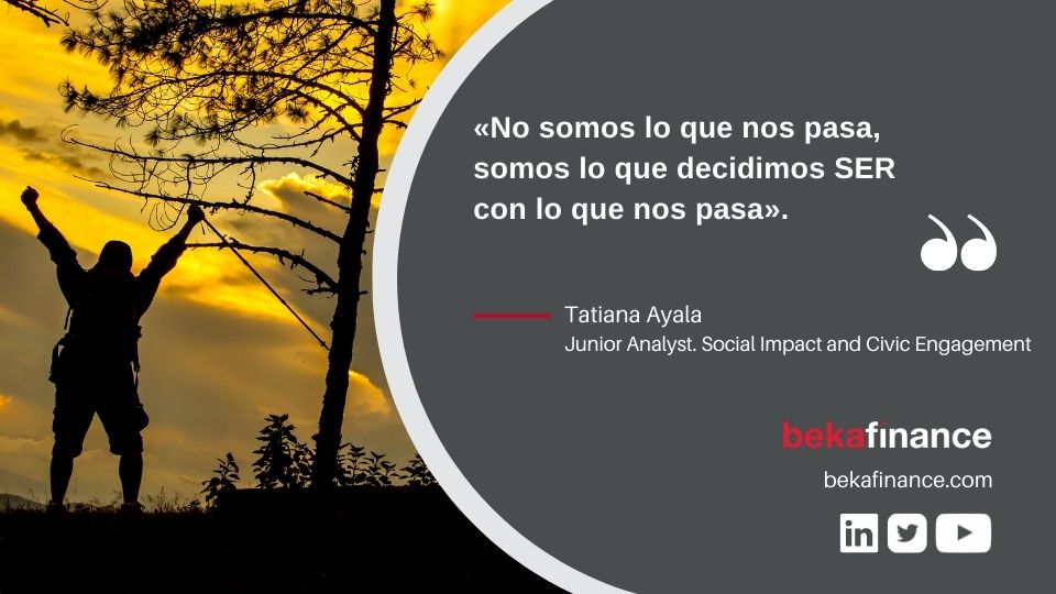 BekaFinance's tweet photo. «No somos lo que nos pasa, somos lo que decidimos SER con lo que nos pasa». Tatiana Ayala, Junior Analyst. Social Impact and Civic Engagement #BekaFinance #BekaTeam #Quote #EquipoBeka https://t.co/JfDMtJbr4U