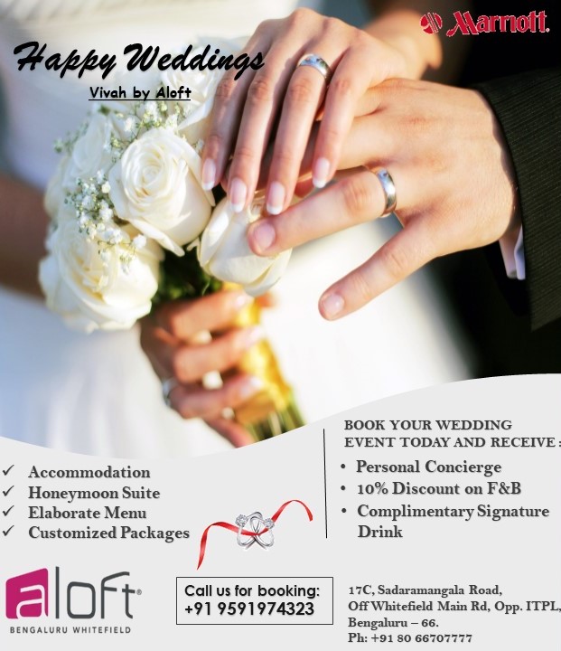 BengaluruAloft's tweet photo. Happy Weddings!!
Aloft Bengaluru Whitefield provides a perfect setting for your quintessential destination wedding with attractive packages.
For bookings please call:+91 9591974323 | +91 80 66707777
#alofthotels #whitefieldbangalore #MarriottInternational #weddingvibes https://t.co/BWSwb60QrC