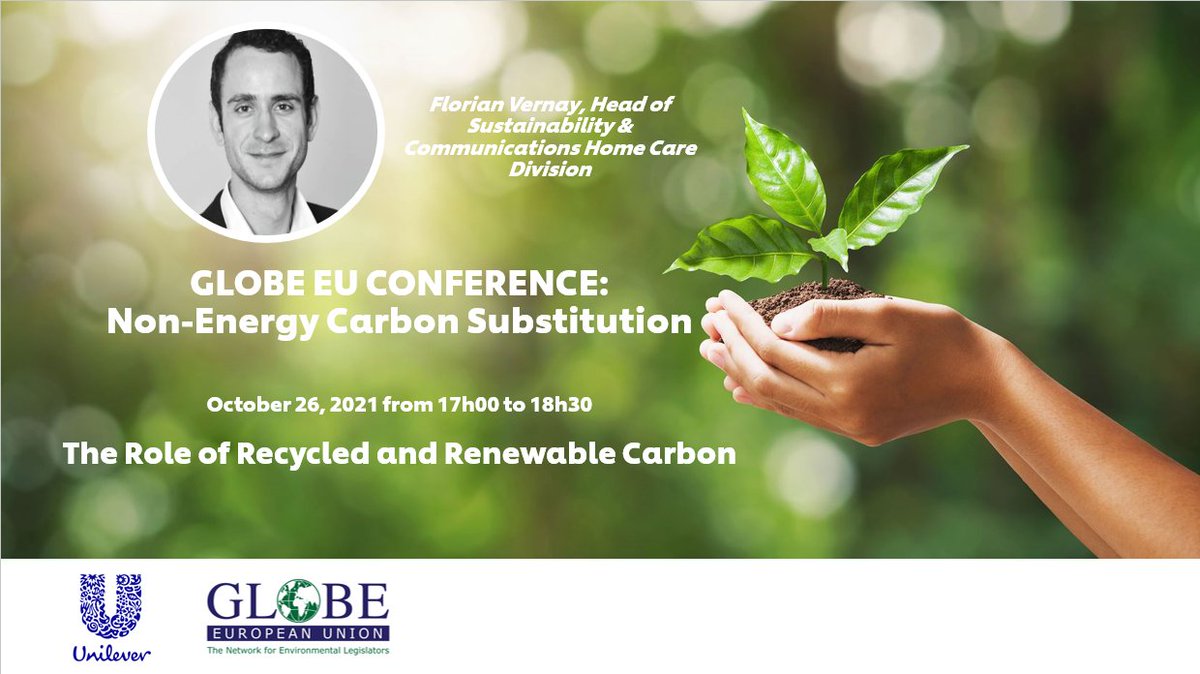 📢 Day-4 for the virtual <a href="/GLOBE_EU/">GLOBE European Union</a> event ! 

♻️On Tuesday 26 October (17h CET) our colleague Florian Vernay will discuss <a href="/Unilever/">Unilever</a> 's Clean Future and the Role of Recycled and Renewable Carbon 🧼🌱🧴

🌎Keynote by G. Pauli <a href="/MyBlueEconomy/">Gunter Pauli</a> 

➡️Register here: bit.ly/3vxrgu8