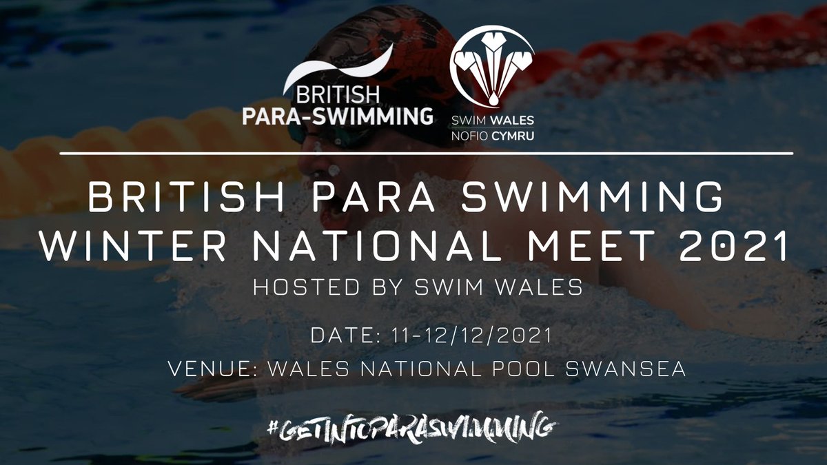 SwimWales's tweet photo. 🚨 𝗘𝗡𝗧𝗥𝗜𝗘𝗦 𝗢𝗣𝗘𝗡!

Athletes can now enter the @britishswimming Para Swimming Winter National Meet, hosted by Swim Wales. 

📍Wales National Pool Swansea 
📅11th &amp; 12th December 2021
🔗https://t.co/QcO0tAhvxg

#Getintoparaswimming https://t.co/yCdWOXlGnO
