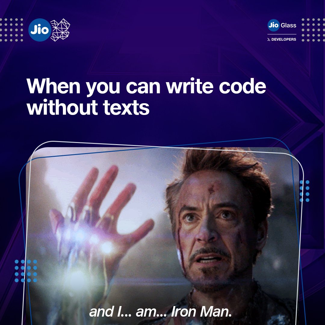JioTesseract's tweet photo. Assemble Developers! The next level is the inevitable.​

Are you ready to lead the revolution?

​#humour #memes #extendedreality #XR #VR #AR #mixedreality #leadtherevolution #JioTesseract #JioGlass https://t.co/NgewPhZK5P