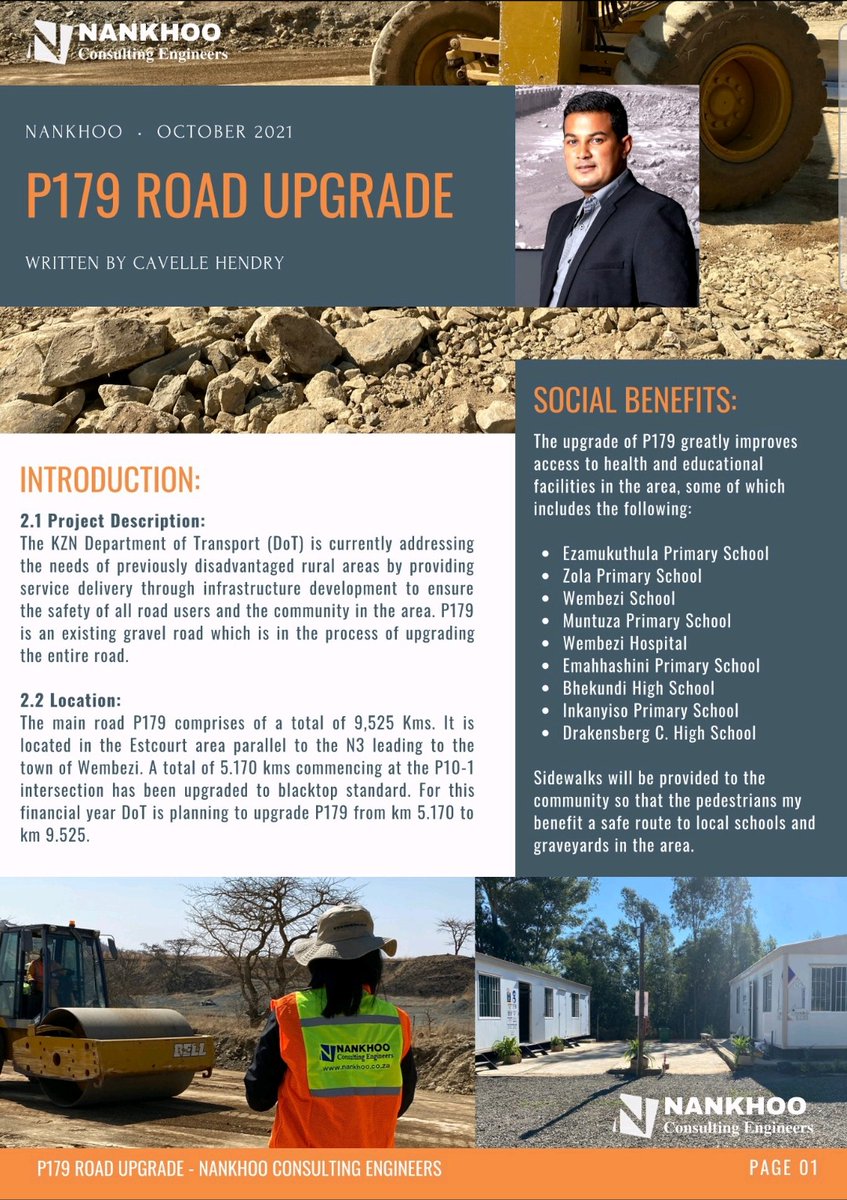 NankhooE's tweet photo. This #OTMSA2021, we are sharing details of a road upgrade in the Estcourt area. This project is currently in the construction phase for the Department of Transport.

Cavelle Hendry, wrote an article outlining key information about the progress on site.

https://t.co/bht96IJG7Q https://t.co/Ktxvc3hSGr