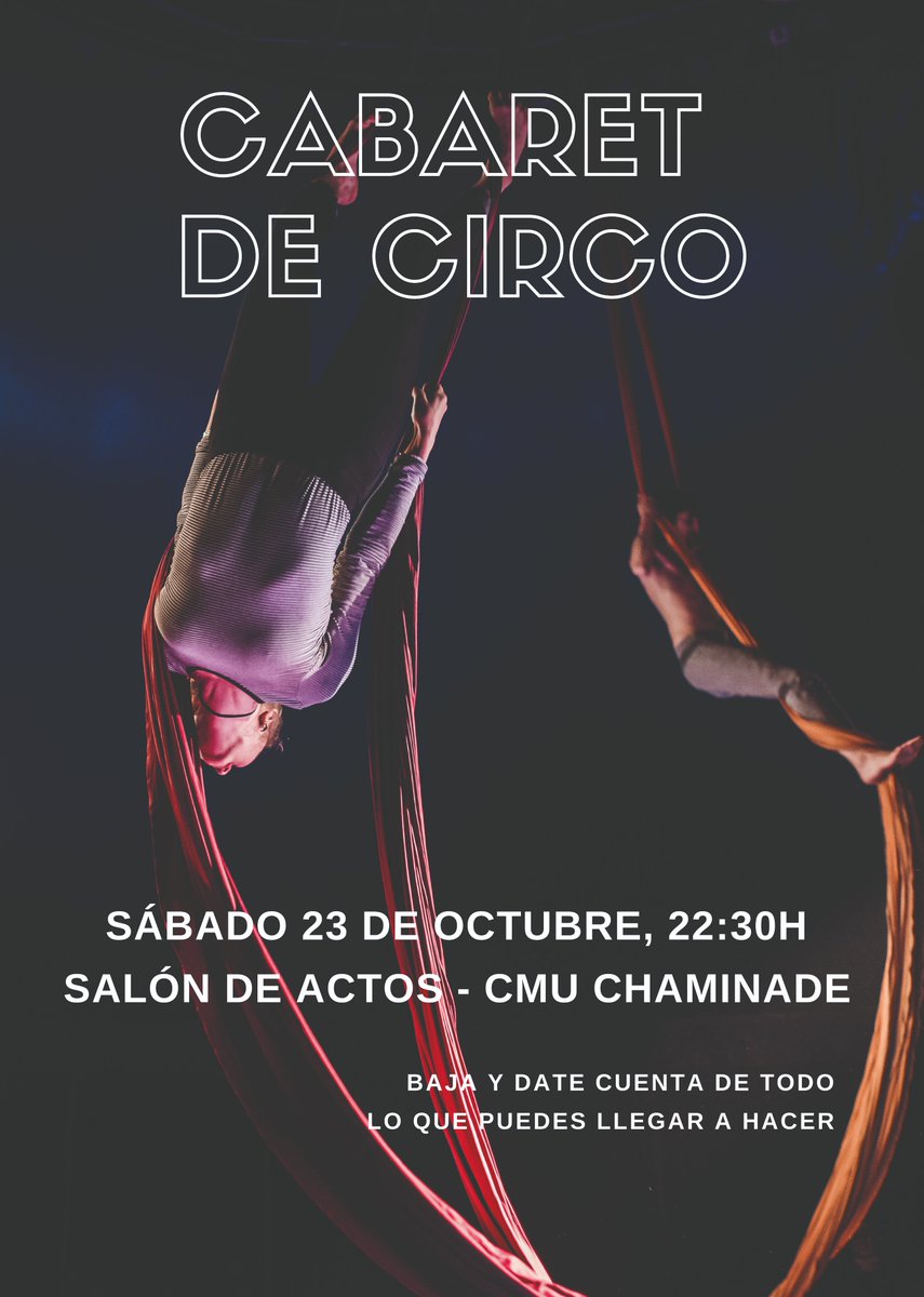 CMUChaminade's tweet photo. ¡Mañana vuelve el #circo al #Chami!🤹🤹‍♀️🤹‍♂️

🎪𝘾𝘼𝘽𝘼𝙍𝙀𝙏 𝘿𝙀 𝘾𝙄𝙍𝘾𝙊🎪
⏰22:30
📍Salón de actos

Clic en el cartel 😉👇👇👇 https://t.co/EYhPdZFQQr