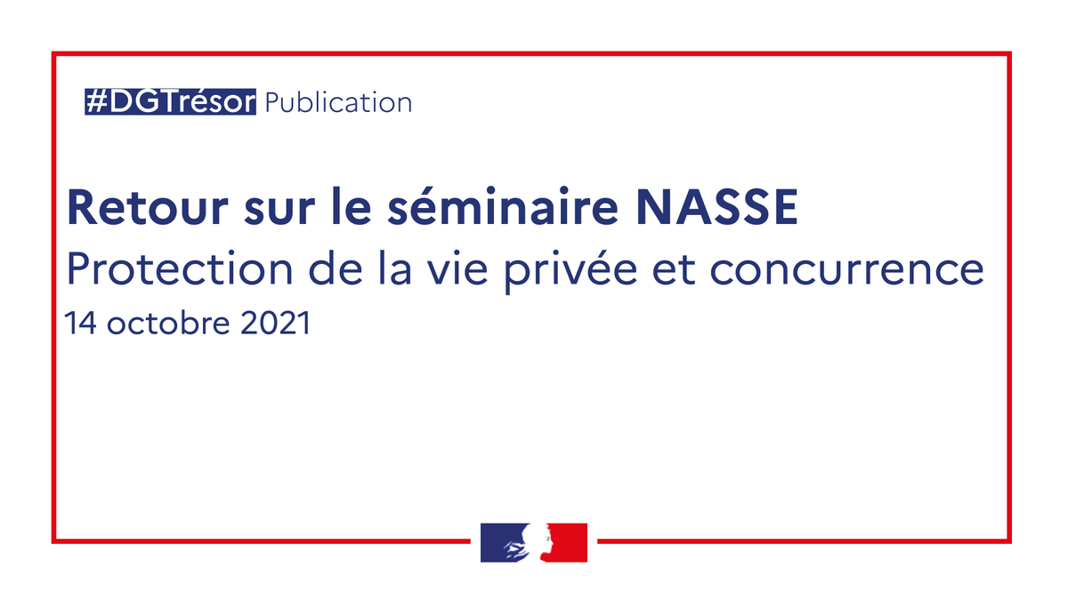 📌Retour sur le séminaire Nasse organisé avec l'<a href="/Adlc_/">Autorité de la Concurrence</a> sur le thème "Protection de la vie privée et #concurrence".

📺 Retrouvez la vidéo complète et les présentations des intervenants ➡️ tresor.economie.gouv.fr/Evenements/202…