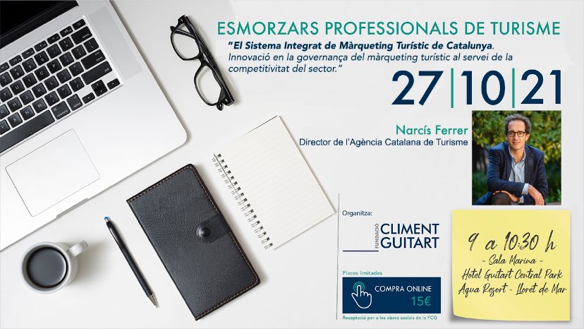 fundacioguitart's tweet photo. Tornen els #EsmorzarsProfessionalsdeTurisme ☕️🖋
27/10 9h amb el nou director de l'Agència Catalana de Turisme, Narcís Ferrer ☕️
“El Sistema Integrat de Màrqueting Turístic de Catalunya.”📊
Entrades (amb esmorzar inclòs) disponibles 👉🏼 https://t.co/2tKEpxxVXe https://t.co/zns6xt9L7I
