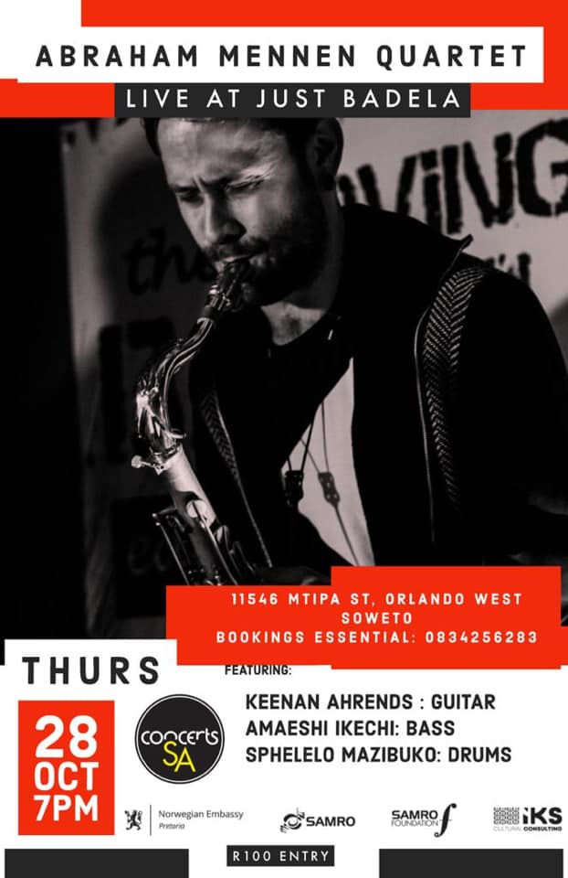 IKS_Africa's tweet photo. Have you booked your ticket for Abraham Mennen Quartet next week Thursday, 28 October 2021? Tickets are priced at R 100 each.
To book your ticket, contact: 083 425 6283
#iksculture #ConcertsSA #AbrahamMennen #AbrahamMennenQuartet #cultureworks #DMF2021 #SAMRO #SAMROFoundation https://t.co/9ToIjhao9J
