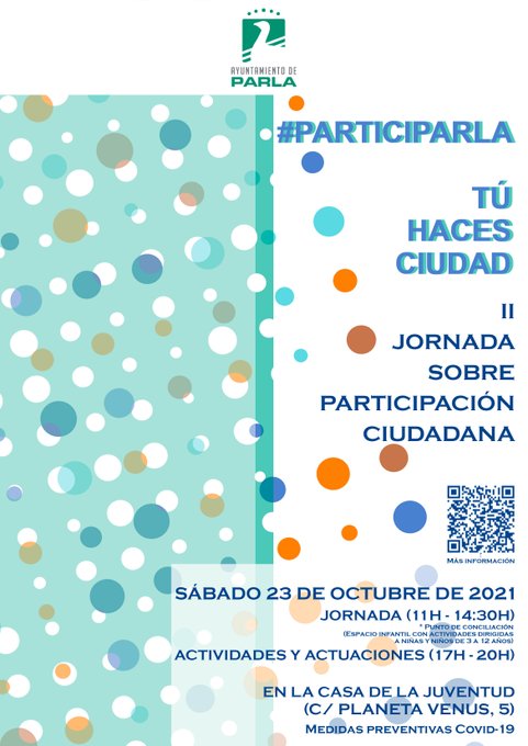 Juventud_Parla's tweet photo. Conoce la labor que hacen las Asociaciones de Parla en 
 #ParcipaParla, las II Jornadas de Participación Ciudadana #ParticiParla de la Concejalía de Participación Ciudadana de @aytoparla 

Hoy sábado 23 en #LaCasa.

👉https://t.co/HnRbyn2tkF https://t.co/mSOkem4c81