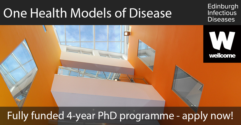 edin_EID's tweet photo. Applications now open for the @wellcometrust One Health Models of Disease PhD programme @EdinburghUni.

6 fully-funded places available - apply now!  Closing date 13 January 2022.

https://t.co/osHtdAZxwZ

@jrossfitz @PickersgillM @BiomedSelfSoc @roslininstitute @EdinUniMetabol https://t.co/hhyGxJ0Jw4