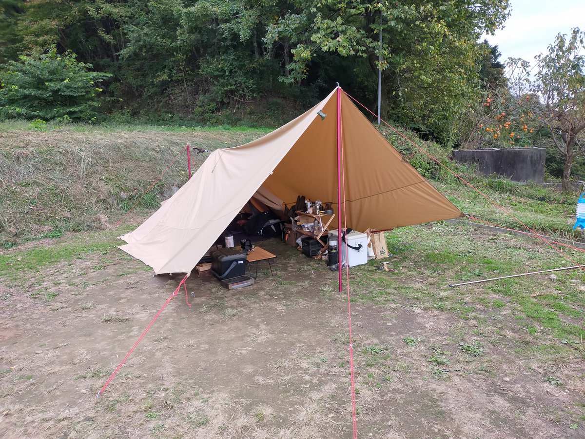平日キャンプ最高🎶 ヒレタープ…やっぱりアレンジ多彩の使えるタープで