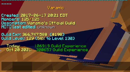 VaramicGuild's tweet photo. Great Job y'all! Not only did we make it to the Top 200 Guilds in Hypixel before this month ended but we surpassed it! We're currently #198! Keep up the amazing work y'all!🥳 #hypixel #bedwars #Minecraft https://t.co/39D7SQyyCD