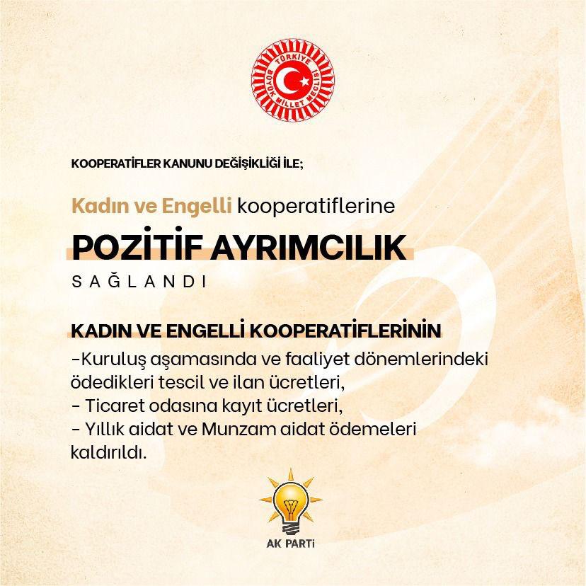zeytindalikoop's tweet photo. @TBMMGenelKurulu'nda kabul edilerek yasalaşan kanun teklifi ile,

☑️Kadın ve engelli kooperatiflerine pozitif ayrımcılık yapılacak

☑️Kadın ve engelli kooperatiflerinin tescil,ilan, odaya kayıt ücreti, yıllık aidat ve munzam aidatları kaldırılacak.
@AysenMengutay @nadiretkulak01 https://t.co/TAgJkof0E2