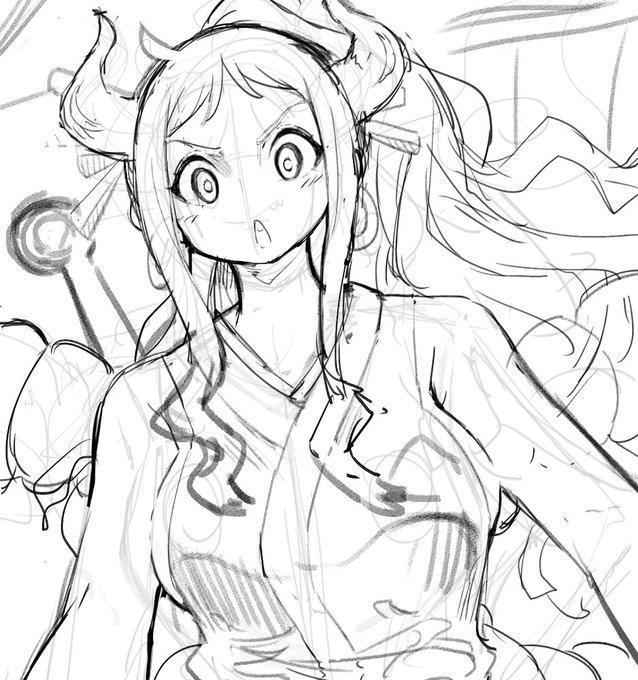 ラフではこんな口をしてました。 