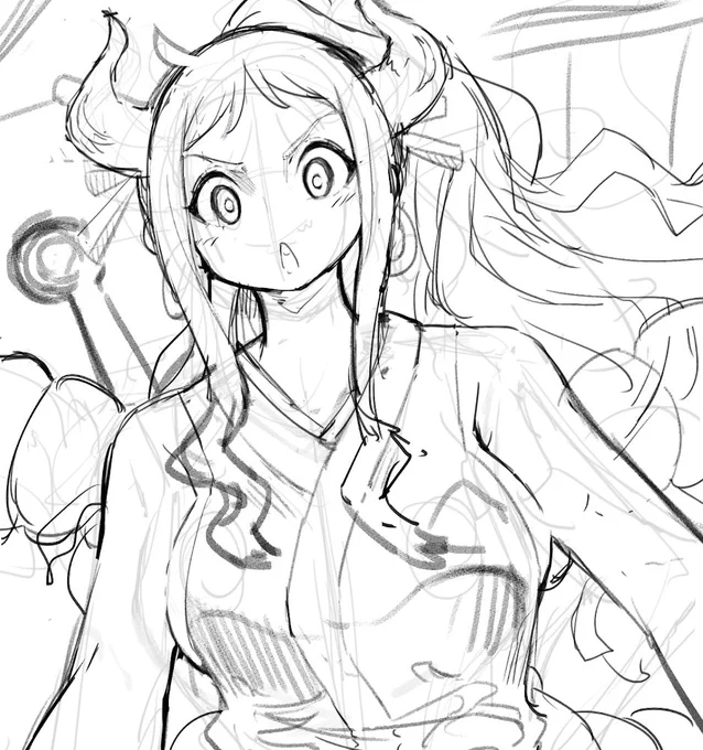 ラフではこんな口をしてました。 