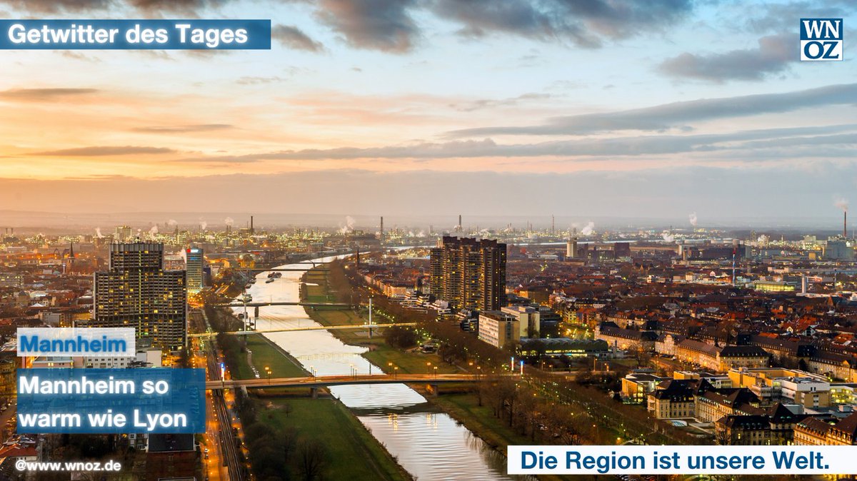 In #Mannheim wird es im Jahr 2050 so warm sein wie heute in #Lyon, im Jahr 2100 werden die durchschnittlichen Temperaturen von #Venedig erreicht – wenn es in Sachen Klimaschutz so weitergeht wie bisher. Das ist das Ergebnis einer neuen Analyse. ☀️🌪 #wnoz bit.ly/2Zn2D7E