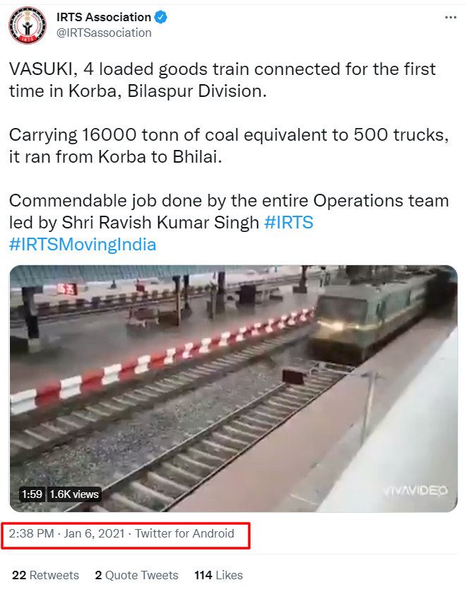 Pooja_Chaudhuri's tweet photo. .@PrakashJavdekar tweets video from January to claim govt is supplying coal on "war footing" amid ongoing crisis. @CNNnews18, without verifying the video, publishes a story claiming Indian Railways "for the first time" has run a 4-km-long train with 4 engines to supply coal.🤦‍♀️ https://t.co/tV95UOVW7J