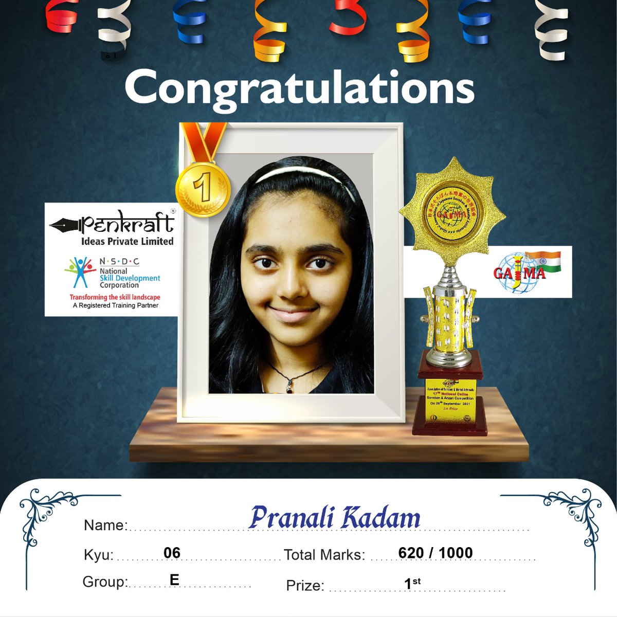 PenkraftTweets's tweet photo. Congratulations Pranali Kadam for standing 1st in the Abacus Online National Competition conducted by #GAJSMA!
#LearnOnline with #Penkraft
+91 7304044598
https://t.co/Hfp3R7ZxEe
#PenkraftCourses #CertifiedOnlineCourses #AbacusCourse #AbacusClasses #abacusmathscompetition https://t.co/Ba777Ymo84