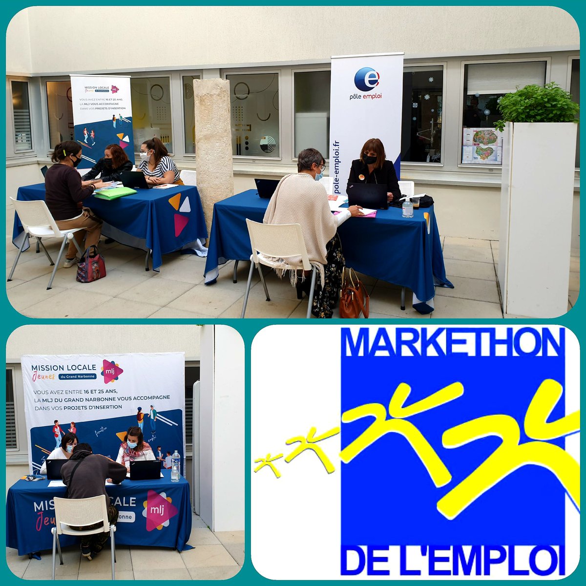 plas_richard's tweet photo. 🔎L'équipe du @pole_emploi #Narbonne en partenariat avec la @MLJNarbonne poursuit ce matin l'accompagnement des participants au #markethon #1jeune1solution #TousMobilisés @INESS_GN https://t.co/PWE408lJdM