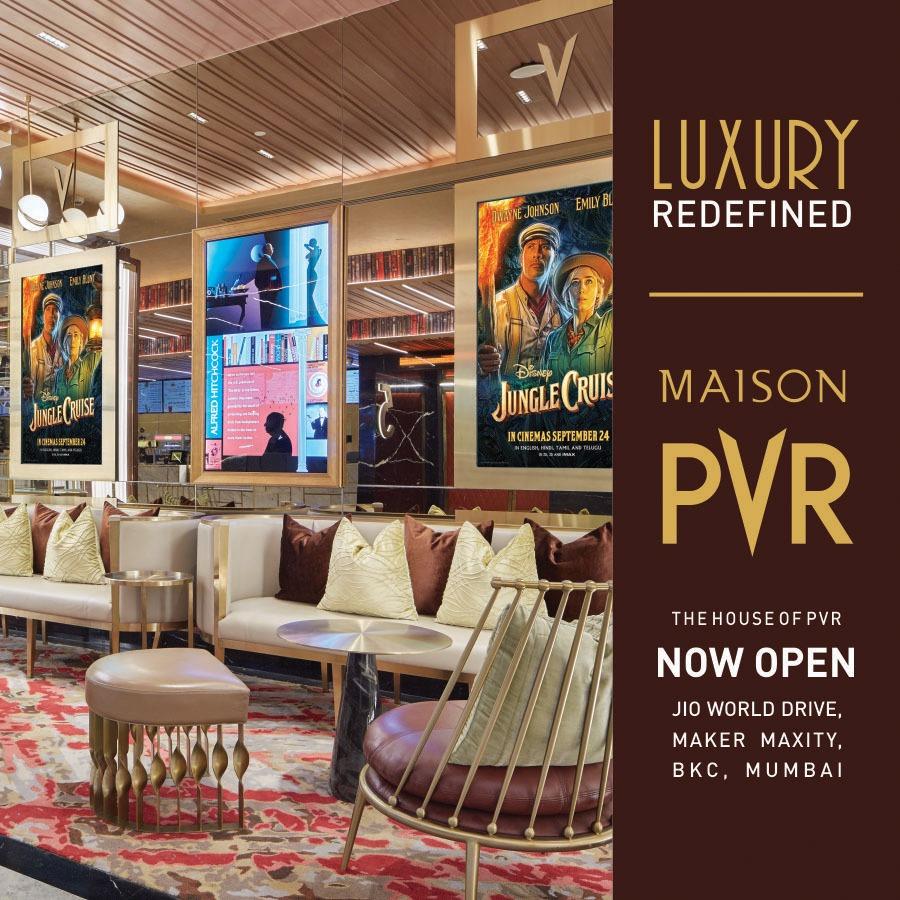 _PVRCinemas's tweet photo. We are taking the cinematic experience to the next level with the luxurious #MaisonPVR
Experience the world of cinema in this 6 screen multiplex at #JioWorldDrive
The Last Word in Cinema, One of its Kind!
Maison PVR Now Open
#PVR #PVRCinemas #BigLaunch #NowOpen #MakerMaxity https://t.co/lIUc47m2JD