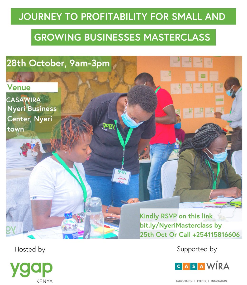 CasaWira's tweet photo. Have you reserved your slot? Please do so as few slots are remaining. The masterclass has been fully waived. #supportingsmallbusinesses #businesstraining #supportingNyerientrepreneurs #coworking https://t.co/eeYkPE6Lyu