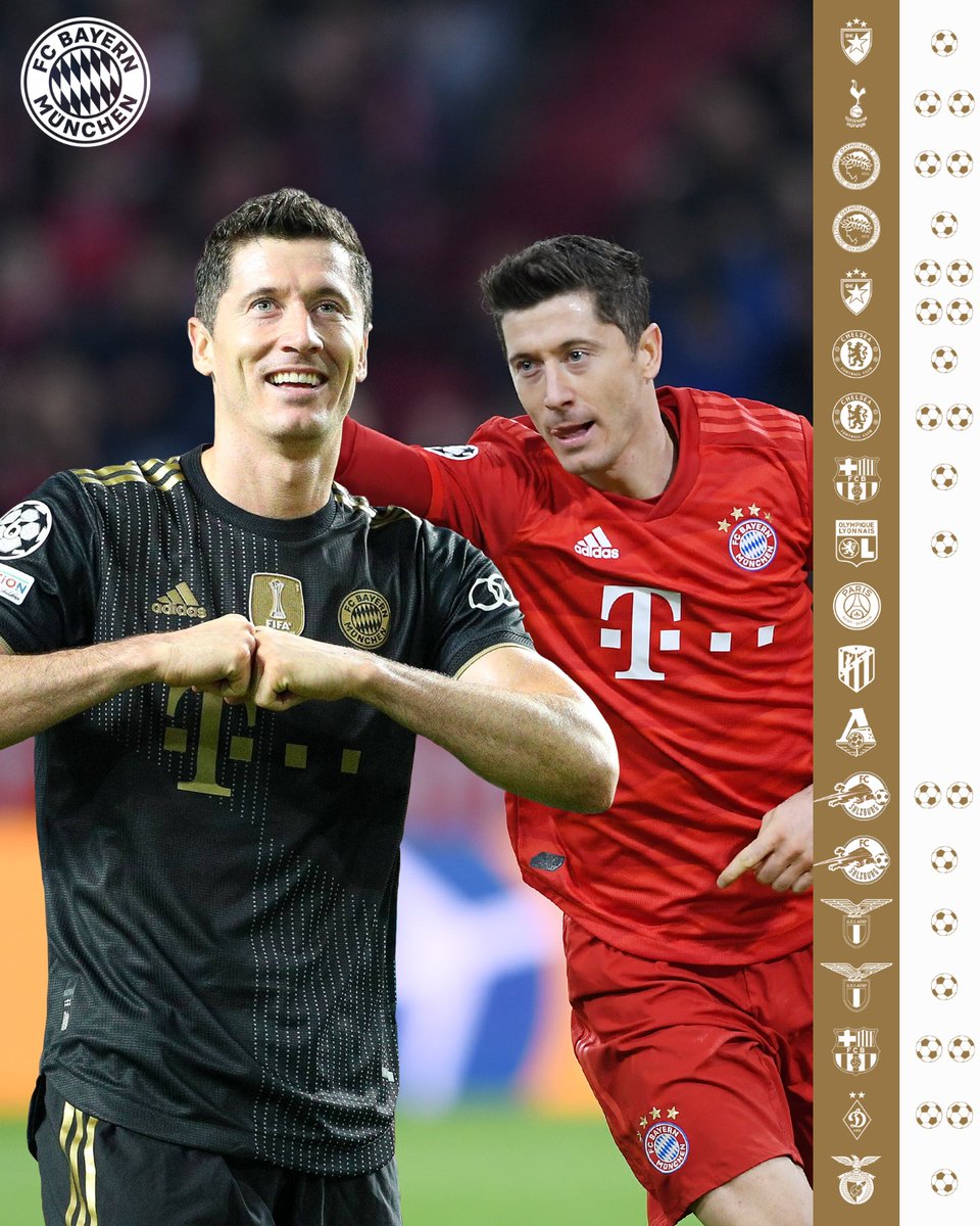 FCBayernEN's tweet photo. 🦾 @lewy_official has won his last 19 games in the @ChampionsLeague, scoring 25 goals in the process. 

Unreal. 🥺 https://t.co/n4ENXI4fia