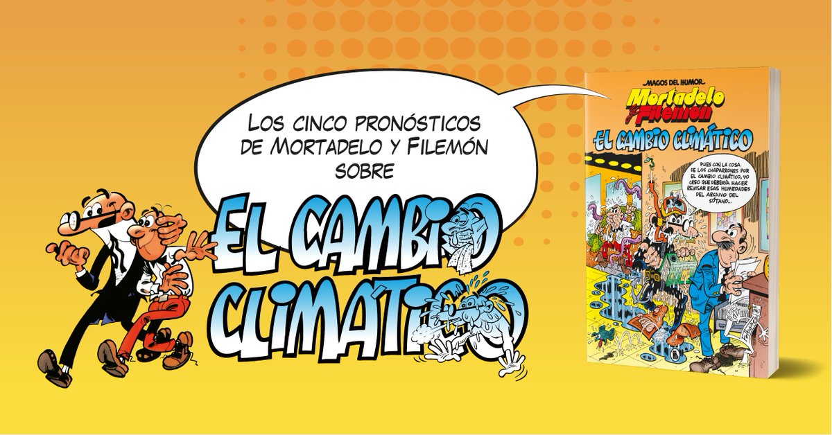 penguinlibros's tweet photo. 🧵 El domingo 24 es el #DíadelCambioClimático. 
Este año los mandamases han dejado su solución en manos de los dos agentes más eficaces de la T. I. A. Mortadelo y Filemón todavía no se han rendido, pero nos anticipan 5 cosas que sucederán si no tomamos todos cartas en el asunto👇 https://t.co/VsNPz3XVCK