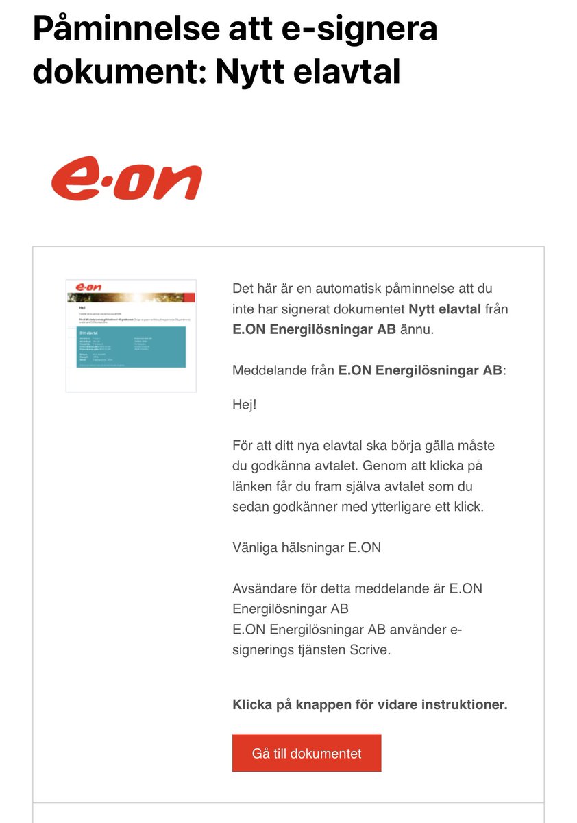 mosseby's tweet photo. @EON_Nordic Men @EON_Nordic Ni fortsätter idag skicka påminnelser både per mail och SMS där ni påstår att jag ”valt nytt elavtal” hos er. Tycker ni att det här är en schysst försäljningsmetod? https://t.co/HEchQ5gu2s