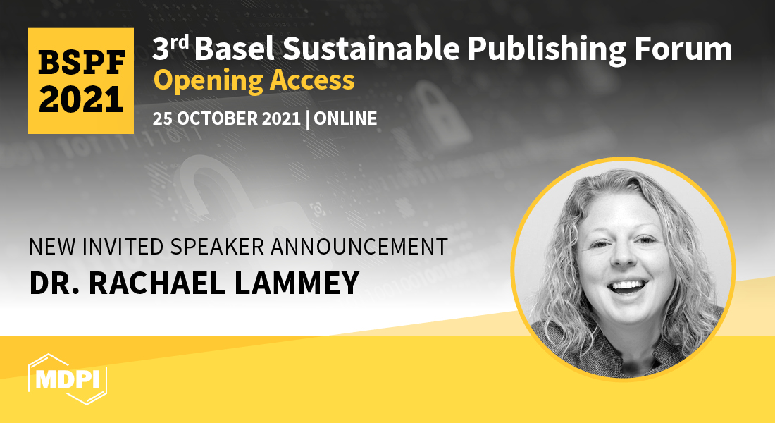 🥳Presenting our next invited speaker for the 3rd Basel #SustainablePublishing #Forum!  Dr. Rachael Lammey will be talking on how #OpenData can Support #Research Data, don't miss it!

👉🏻Check out the program of our full-day event at bspf2021.sciforum.net/#program
#BSPF2021Virtual