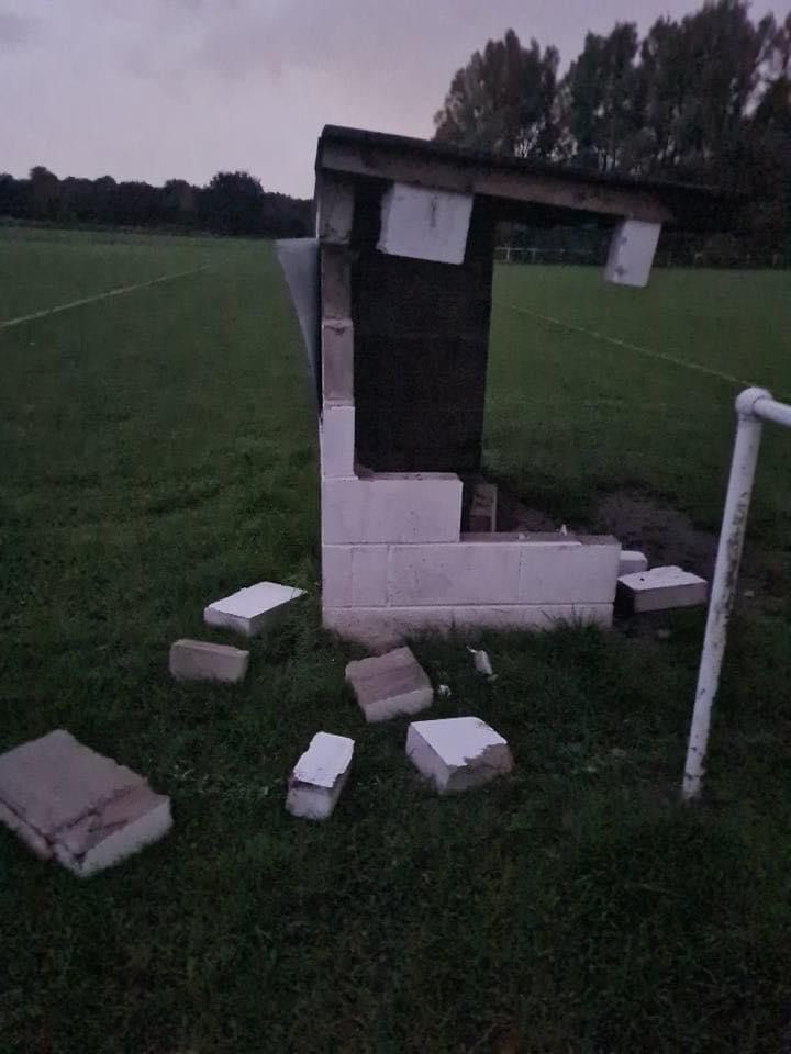 Radcliffe_Town's tweet photo. Thank you to the locals who decided it would be a good idea to destroy the dugouts on our first team pitch 👍 just what we needed when things are already hard enough within grassroots football https://t.co/FZwd6nDd4E