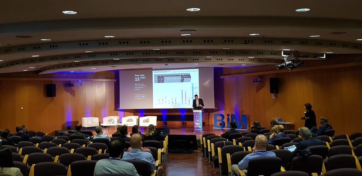 Second case study in the #EuropeanBIMSummit21: Dimitris Vernon, from <a href="/autodesk/">Autodesk</a>, dissects the way to industrialize construction. 'From #BIM to Fabrication', the perfect introduction to the first round table of the summit.