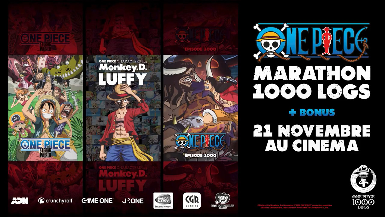 Cgr Cinemas Le Marathon One Piece 1000 Logs Une Soiree Exceptionnelle Autour Des Aventures De Luffy Et De Son Equipage Le 21 Novembre Au Cinema Prenez Votre Place A Cgr Cinemas Le Marathon One Piece 1000 Logs Une Soiree Exceptionnelle Autour Des Aventures De Luffy Et De Son Equipage Le 21 Novembre Au Cinema Prenez Votre Place A