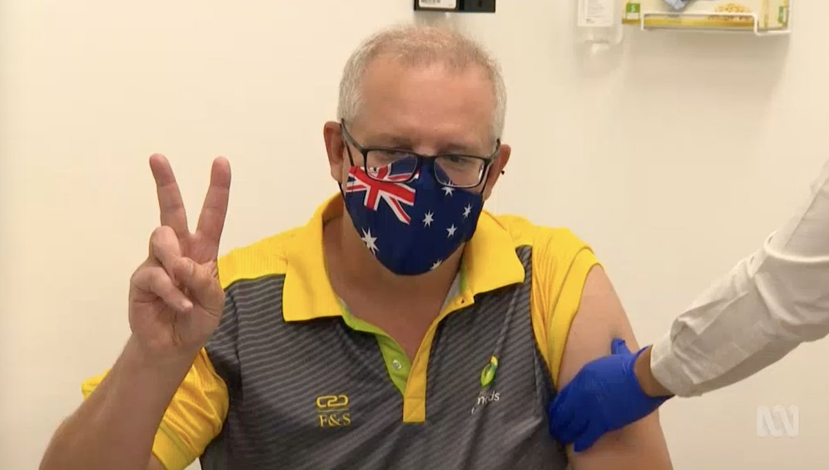 dining out in melbourne tonight for the first time in months — #vic finally reached the vaccination target 243 days after <a href="/ScottMorrisonMP/">Not ScoMo</a> received his jab.

@GregHuntMP said we were at the front of the queue… he lied. only scott was at the front of the queue.