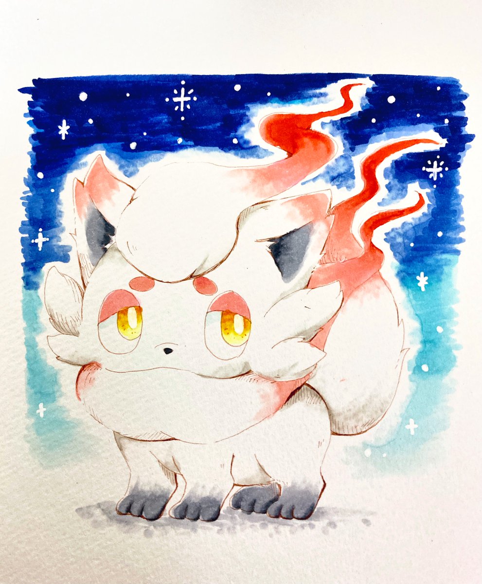 pokemon (creature) no humans solo yellow eyes traditional media closed mouth bright pupils  illustration images