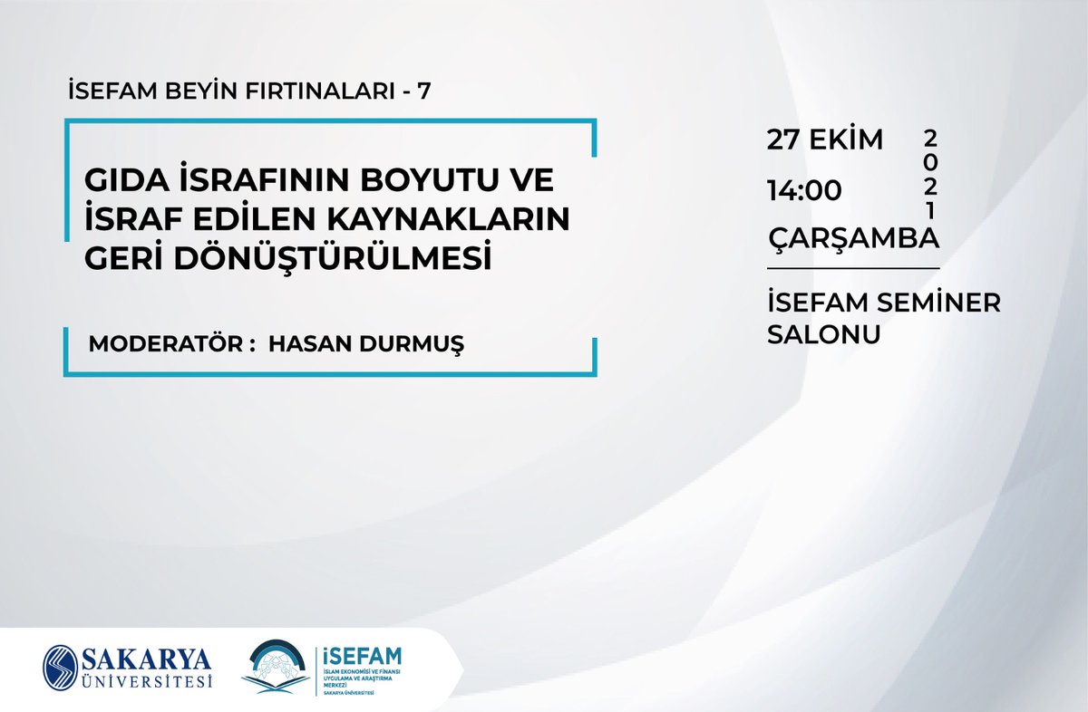 📌 İSEFAM Beyin Fırtınaları - 7

🗒️ Gıda İsrafının Boyutu ve İsraf Edilen Kaynakların Geri Dönüştürülmesi 

📎 Moderatör : İSEFAM Doktora Araştırmacısı Hasan DURMUŞ (@drms_hasan)

🗓️ 27 Ekim 2021

🕑 14:00

📍 İSEFAM Seminer Salonu 

İlgilenenleri bekleriz.

#isefam #gıdaisrafı