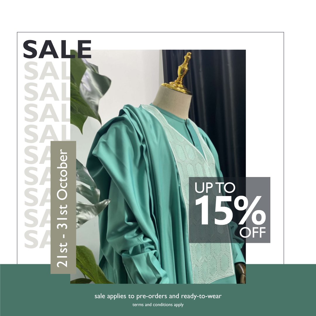 leoandcong's tweet photo. Leo&amp;Co is giving up to 15% discount on all our amazing ready-to-wear and preorder items from the 21st - 31st of October for both walk-ins and online shoppers. Don’t miss out.  Send us a dm on Twitter or on our Instagram page @leoandcong https://t.co/FH2OyB9y1f